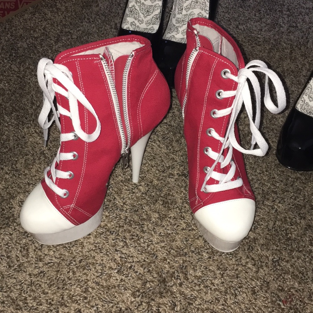 red converse heels (never worn)
